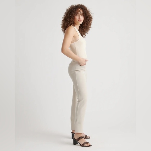 NEW Quince Ultra Stretch Ponte Slacks Pants 4 Pocket Ecru Tan Small NWT - Picture 2 of 9